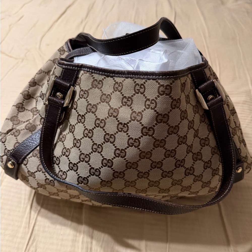 Gucci shoulder bag … canvas brown medium size